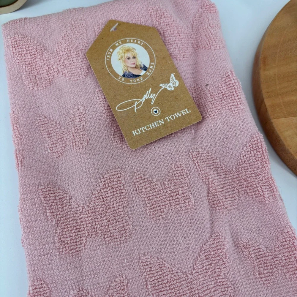 Dolly Parton Kitchen Country Farmhouse Decor Set 5pc Pink Gold Butterfly NWT New